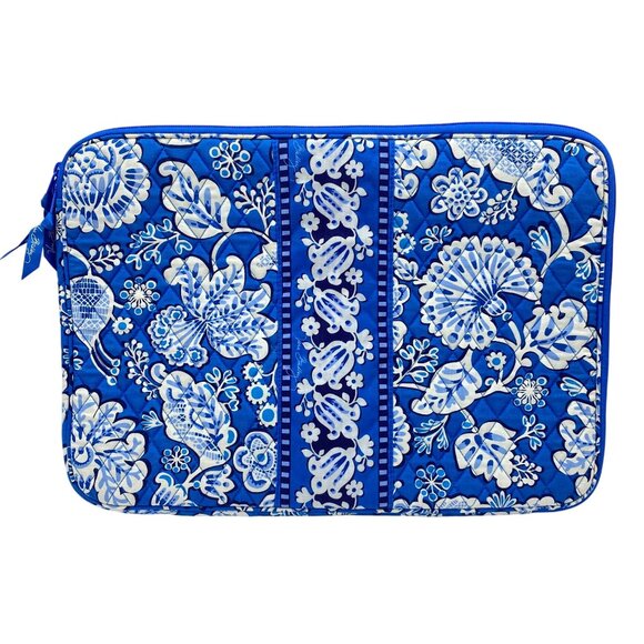Vera Bradley Blue Lagoon Zip around 17" laptop case cover padded quilted floral - Picture 1 of 7